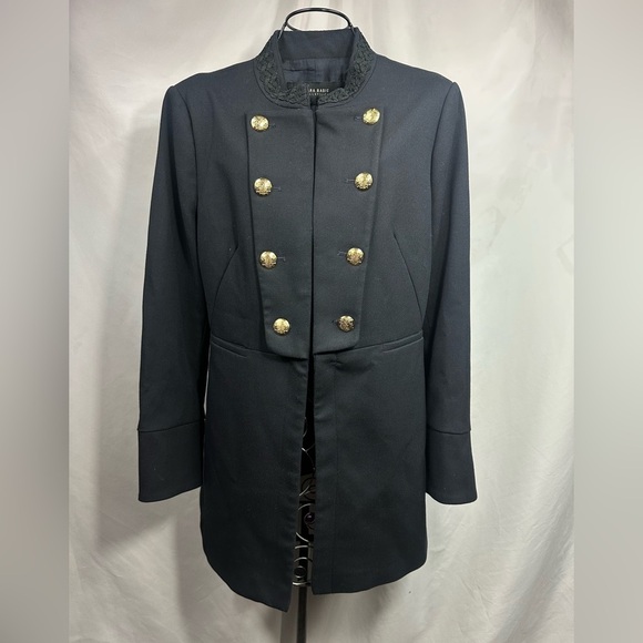 zara navy blue double breasted military jacket size L - Picture 3 of 11